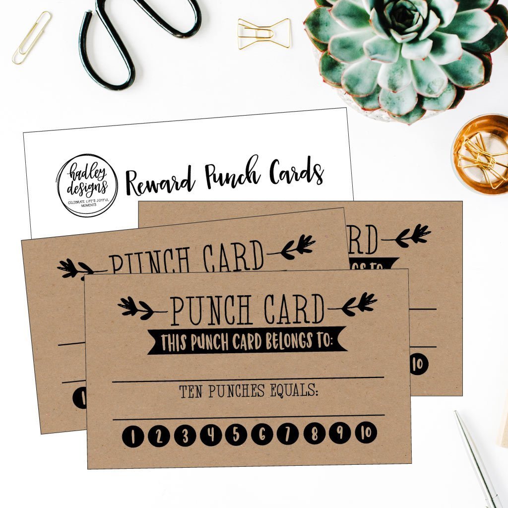 25 Rewards Punch Cards for Kids, Students, Teachers, Small Business, Classroom, Chores, Reading Incentive Awards for Teaching Reinforcement Education